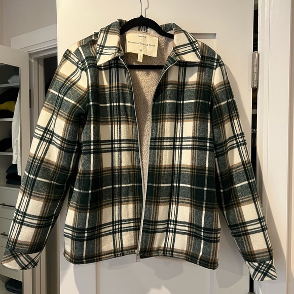Unisex Museum Of Peace And Quiet Green Plaid Sherpa Jacket [Extra Small / XS] - Picture 2 of 8